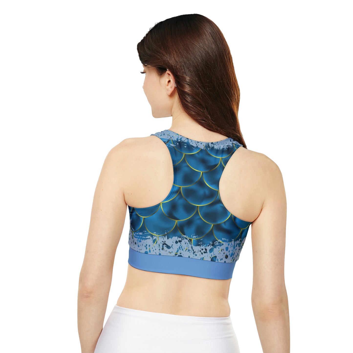 Splatter Mermaid Scale Padded Sports Bra